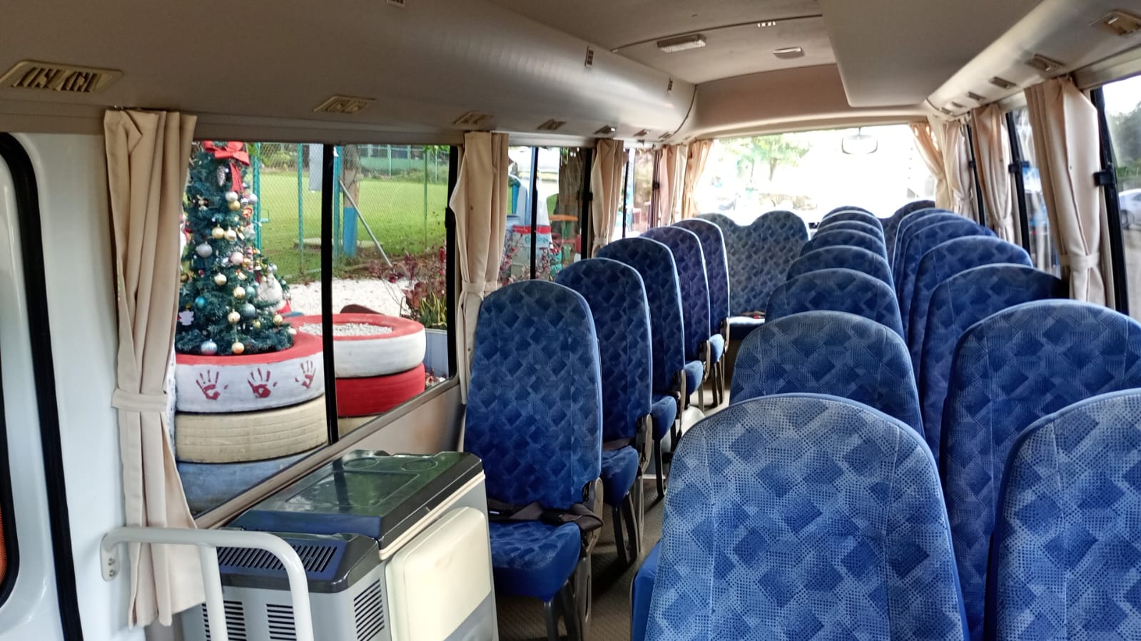 Comfortable seats inside the bus